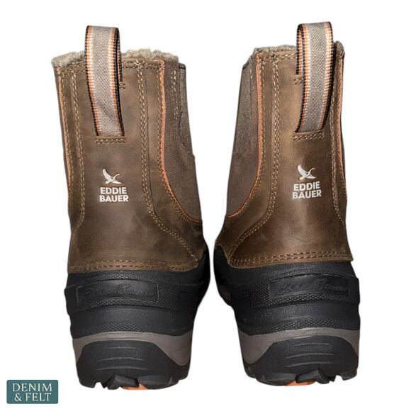 Eddie Bauer Snowfoil Pull-On Winter Boots Men’s Size 11 Timber Brown Waterproof - Picture 5 of 11
